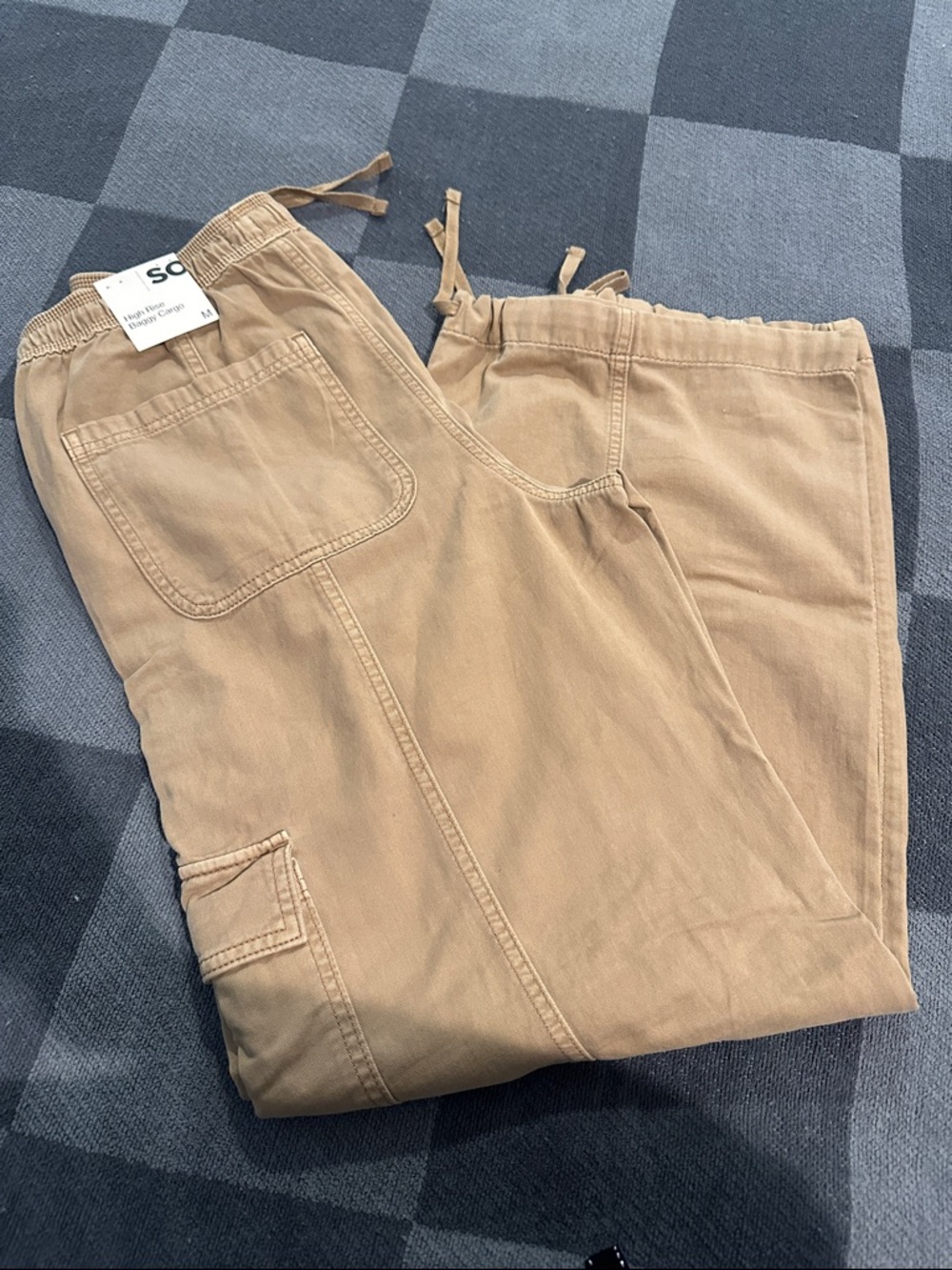 SO ladies medium Cargo Drawstring Pants - Tan